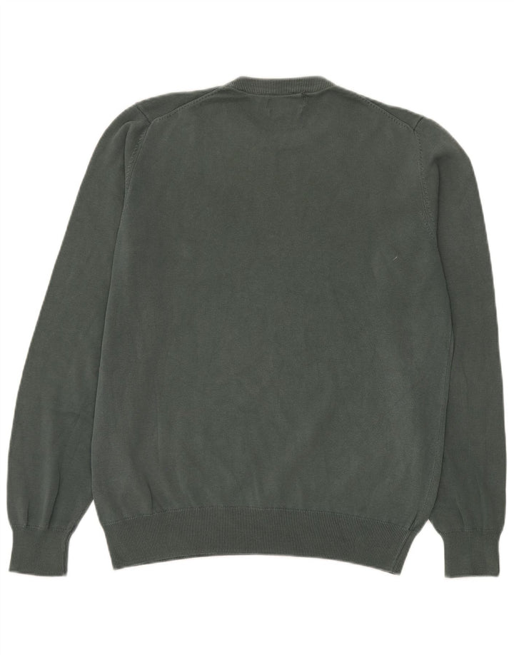 Marks & Spencer Mens Crew Neck Jumper Sweater Medium Green Cotton