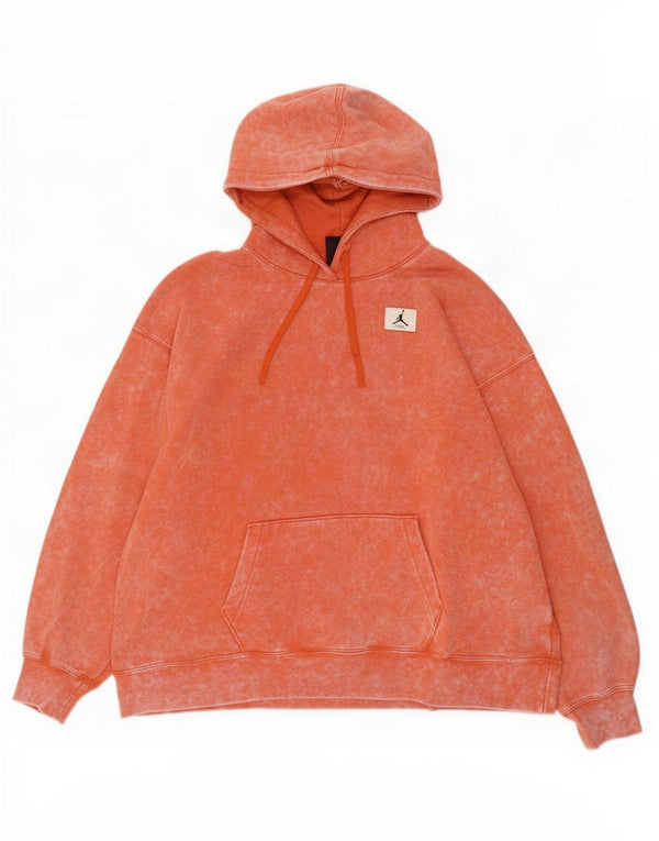 Jordan Mens Oversized Hoodie Jumper Small Orange Tie Dye Cotton