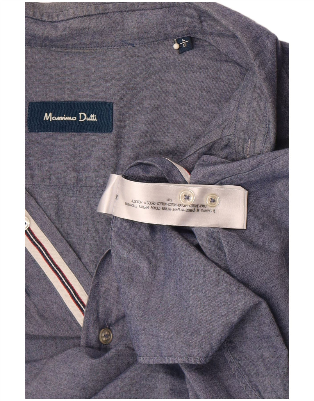 Massimo Dutti Mens Shirt Large Grey Cotton