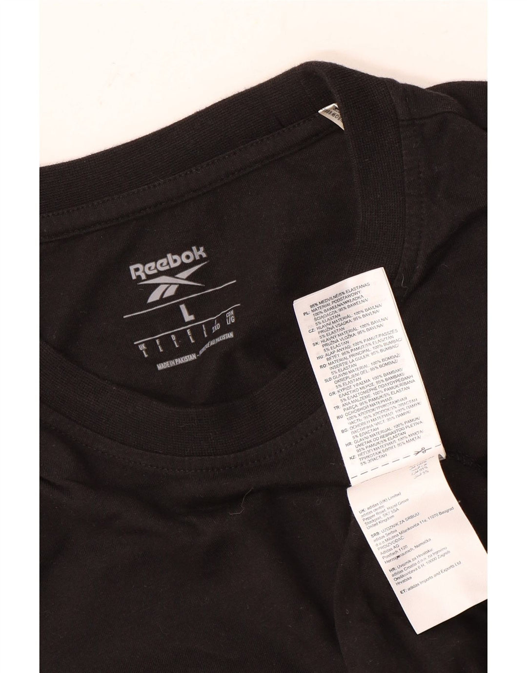 REEBOK Mens T-Shirt Top Large Black Cotton
