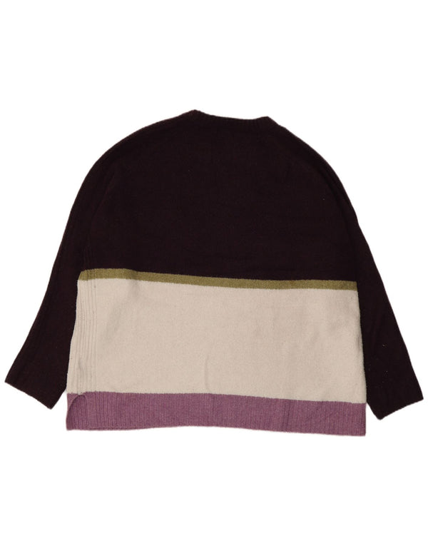Suéter feminino Marks & Spencer com gola redonda UK 18 XL roxo colorblock