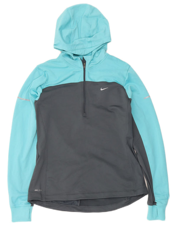 Top della tuta pullover con cappuccio Nike Dri Fit da donna UK 16 grande blu