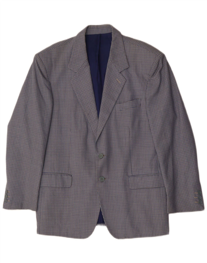 VINTAGE Mens 2 Button Blazer Jacket IT 50 Large Blue Check Wool