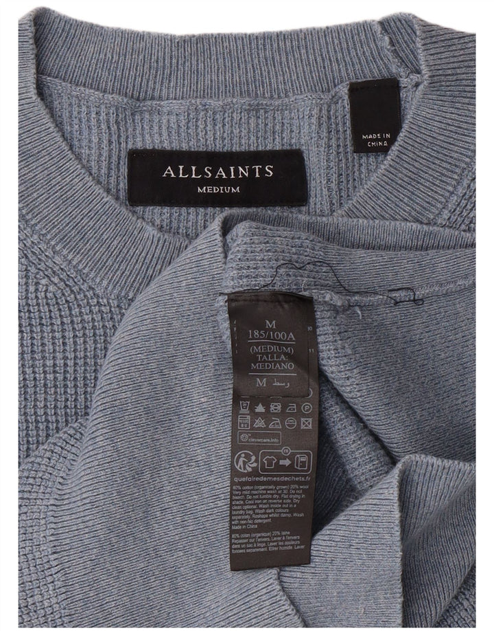 ALL SAINTS Mens Crew Neck Jumper Sweater Medium Blue Cotton