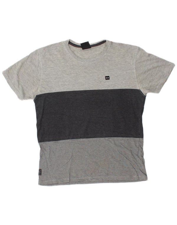 Oakley Mens T-Shirt Top Medium Grey Colourblock Cotton