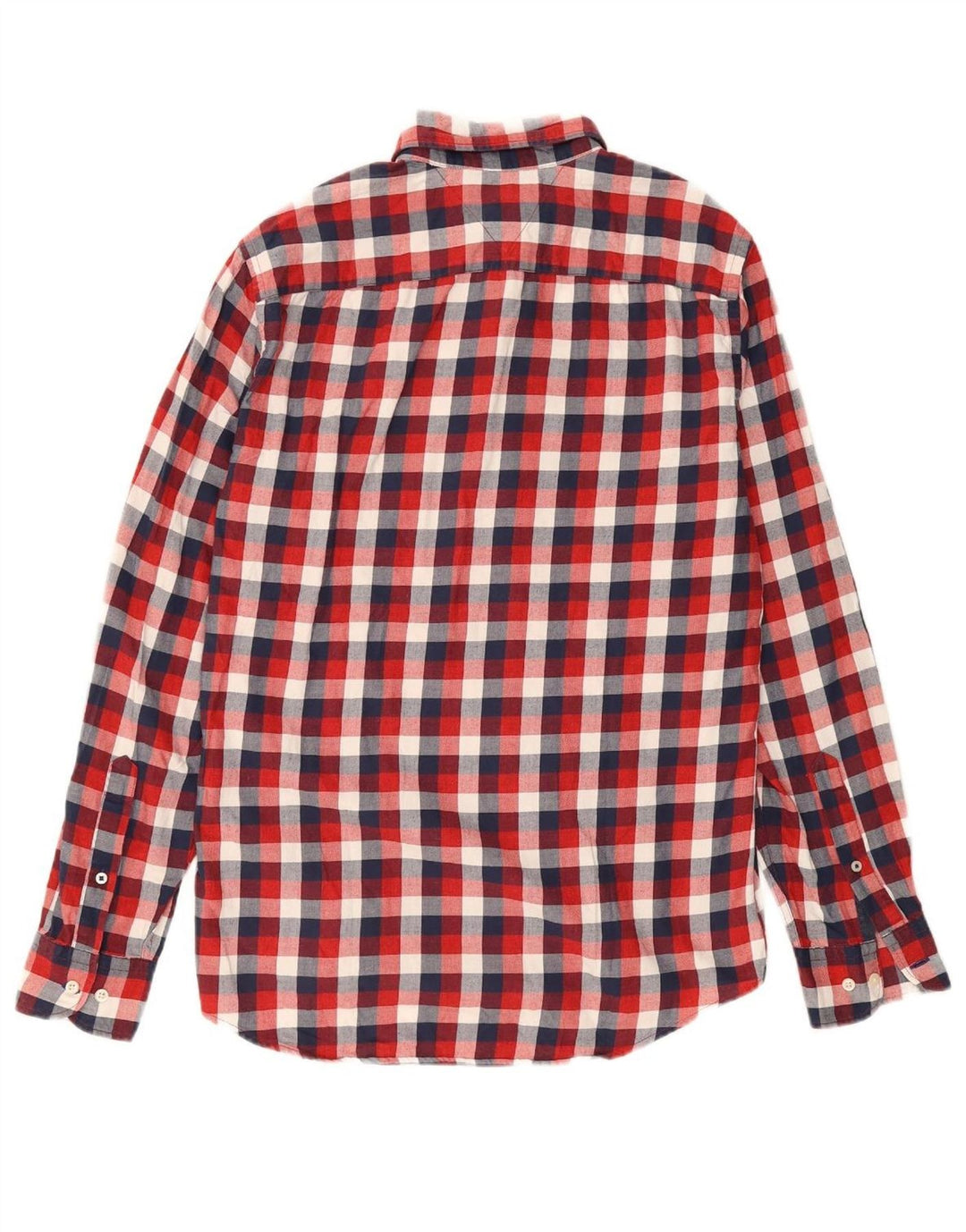 TOMMY HILFIGER Mens Flannel Shirt Medium Red Check Cotton