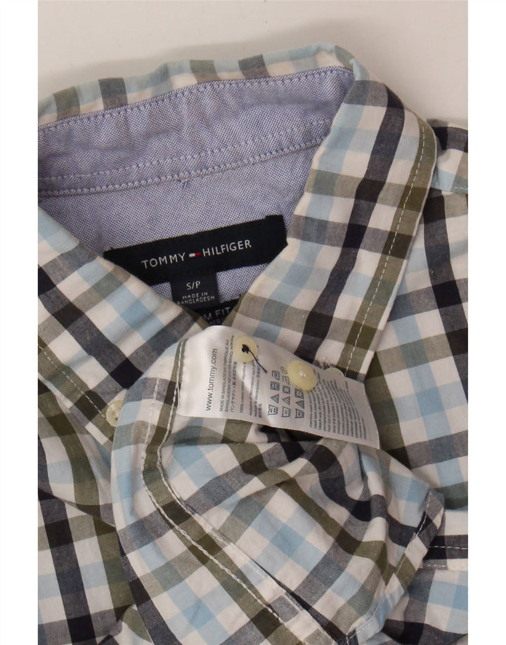 TOMMY HILFIGER Mens Shirt Small Blue Check Cotton Vintage Tommy Hilfiger and Second-Hand Tommy Hilfiger from Messina Hembry 