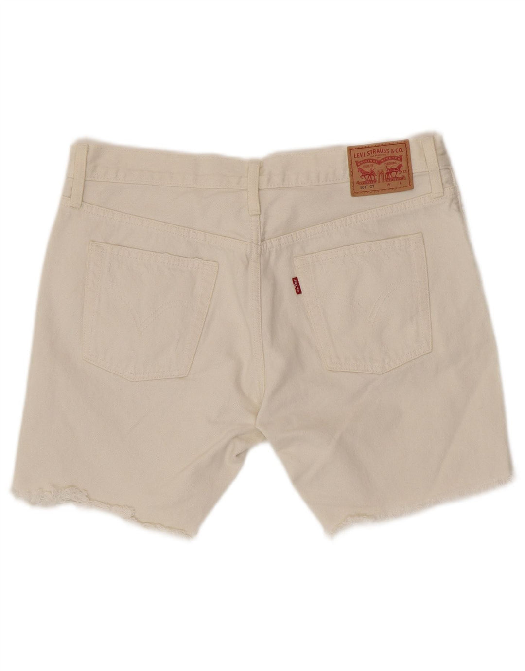 LEVI'S Womens 501 Distressed Denim Shorts W28 Medium  White Cotton