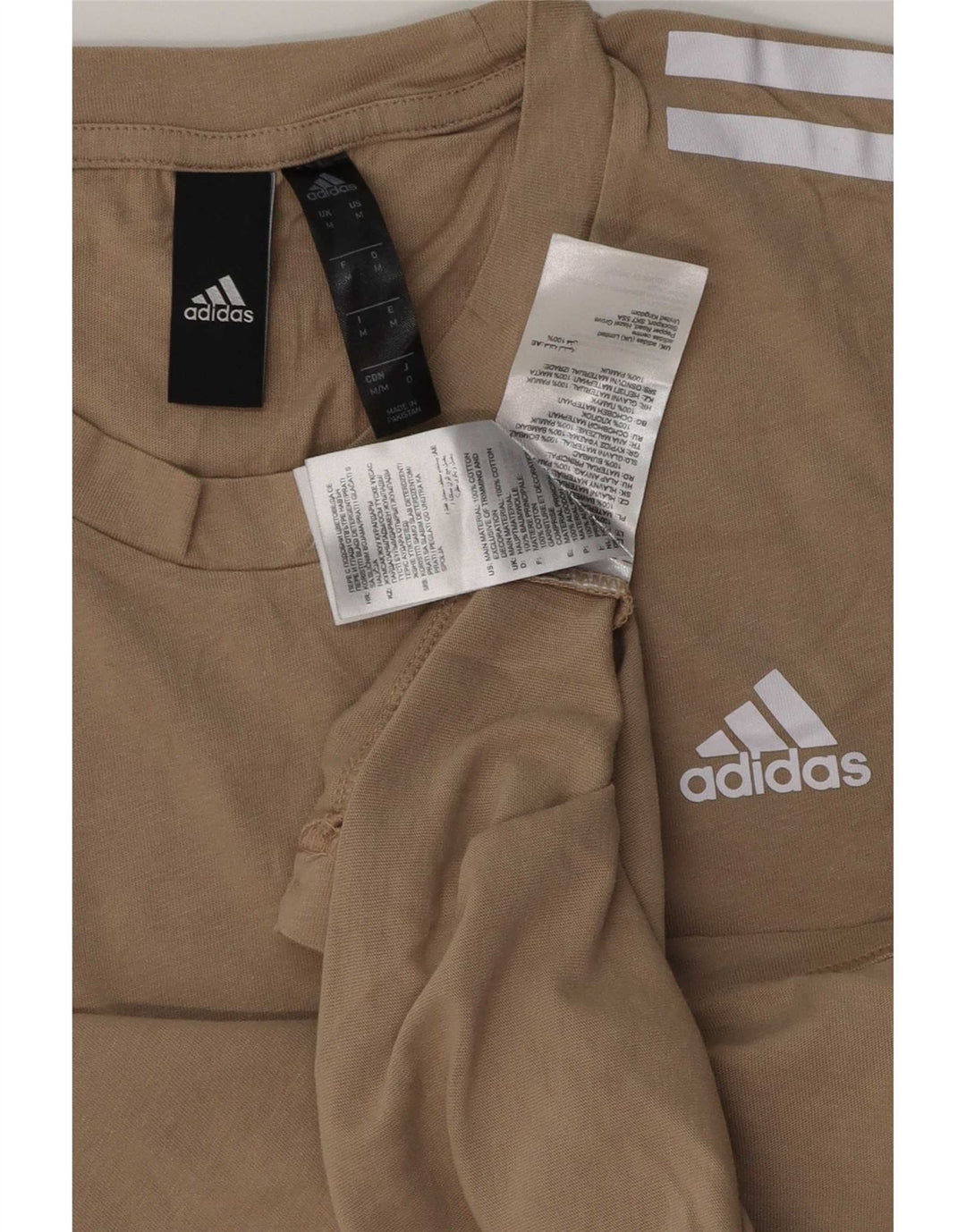 Adidas Mens T-Shirt Top Medium Beige Cotton