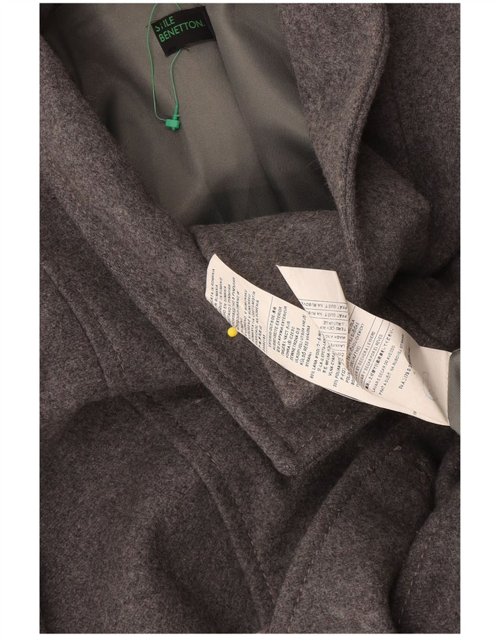 Benetton Manteau Croisé Femme IT 38 XS Gris Laine
