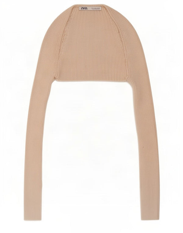 Zara Femme Boléro Top UK 8 Small Beige Viscose