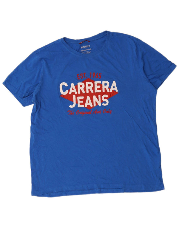 T-shirt grafica da uomo Carrera Top XL in cotone blu