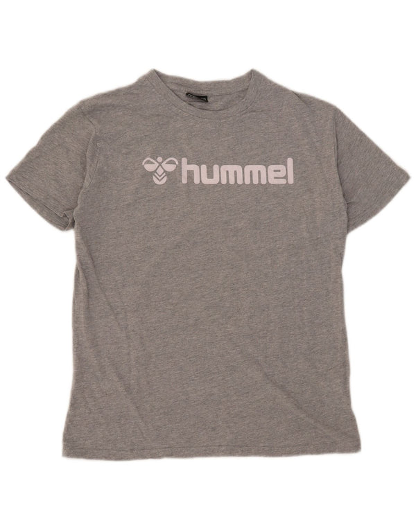 Hummel Mens Graphic T-Shirt Top Medium Grey Flecked Cotton