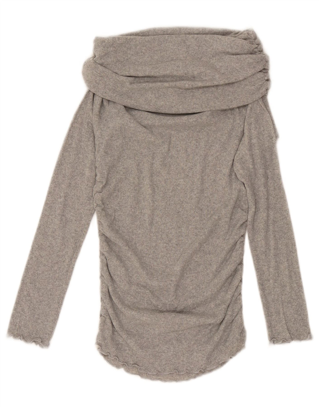 Zara Womens Roll Neck Top Long Sleeve UK 12 Medium Grey Flecked