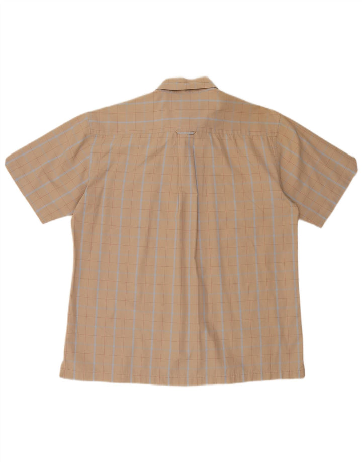 Ben Sherman Mens Short Sleeve Shirt Large Beige Check