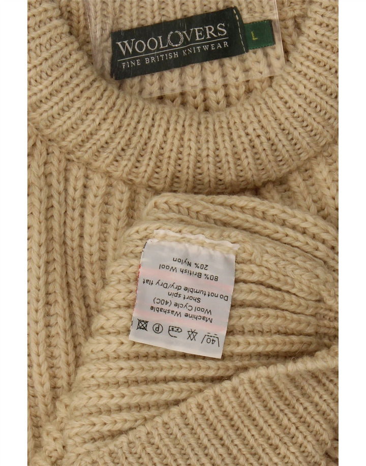 WoolOvers Womens Crew Neck Jumper Sweater UK 16 Large Beige Wool