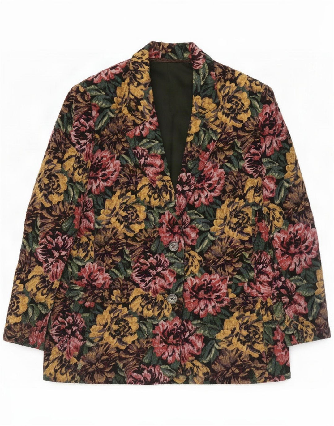 Vintage Womens 2 Button Blazer Jacket UK 12 Medium Multicolore Floral