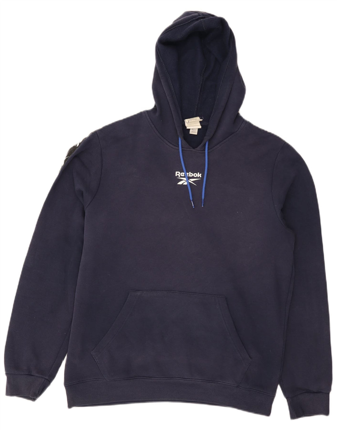 Reebok Mens Graphic Hoodie Jumper Medium Navy Blue Cotton