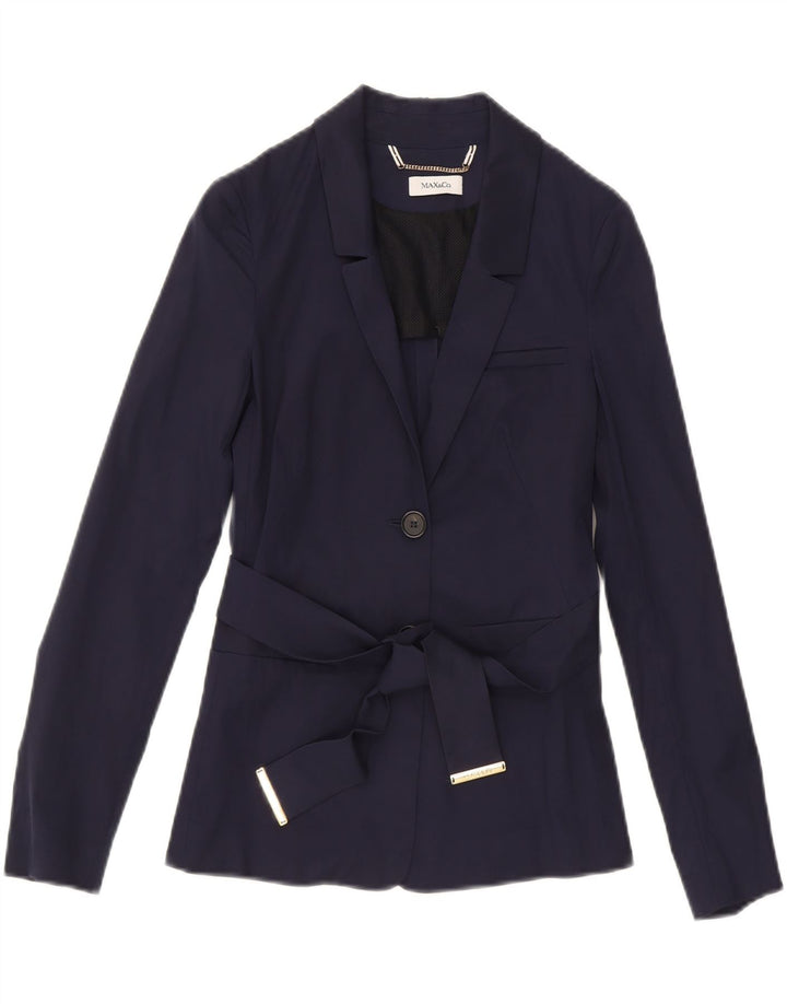 MAX & CO. Womens 2 Button Blazer Jacket UK 4 XS Navy Blue Cupro Vintage Max & Co. and Second-Hand Max & Co. from Messina Hembry 