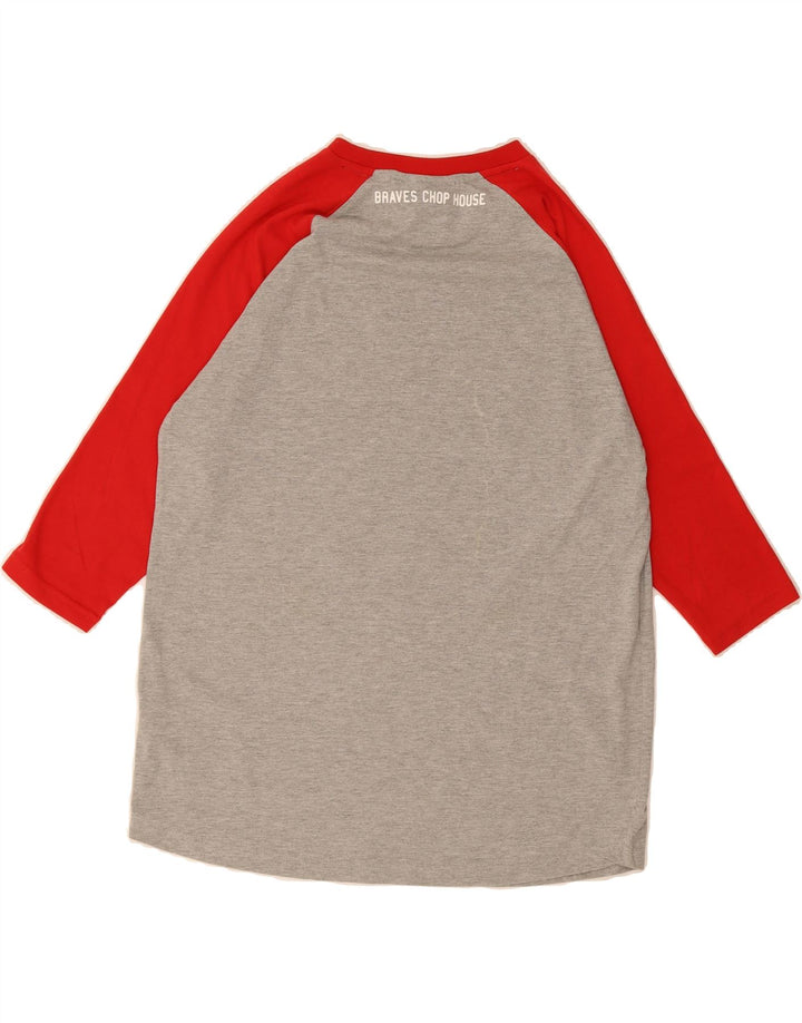 MAJESTIC Mens Cooperstown Graphic Top 3/4 Sleeve Medium Grey Colourblock Vintage Majestic and Second-Hand Majestic from Messina Hembry 