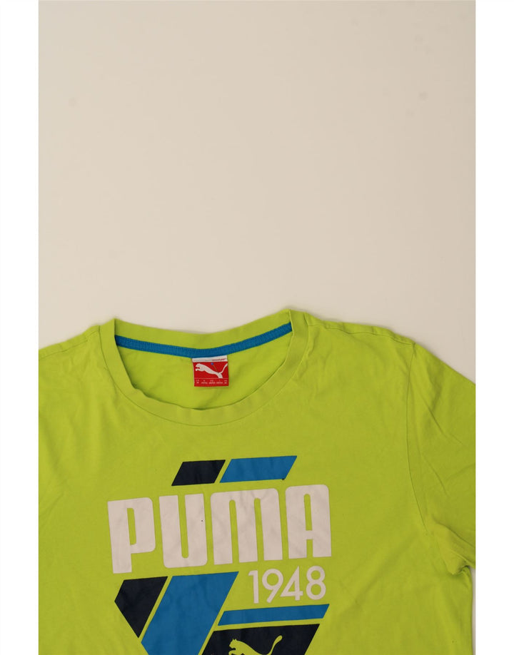 PUMA Mens Graphic T-Shirt Top Medium Green Cotton Vintage Puma and Second-Hand Puma from Messina Hembry 