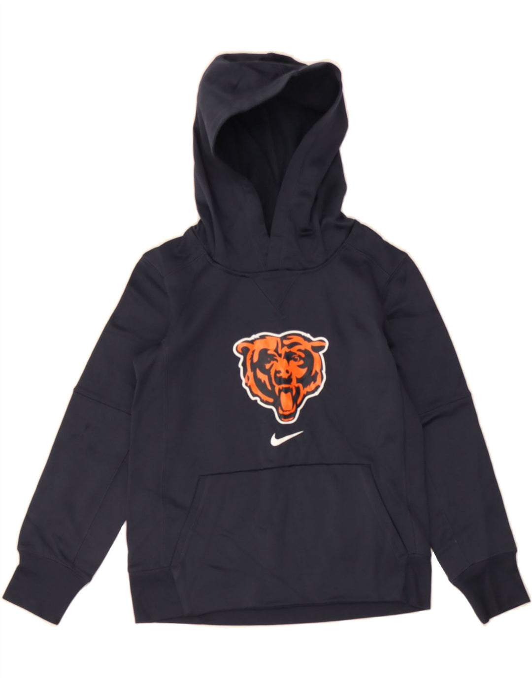 NIKE Boys Graphic Hoodie Jumper 8-9 Years Small  Navy Blue Polyester Vintage Nike and Second-Hand Nike from Messina Hembry 