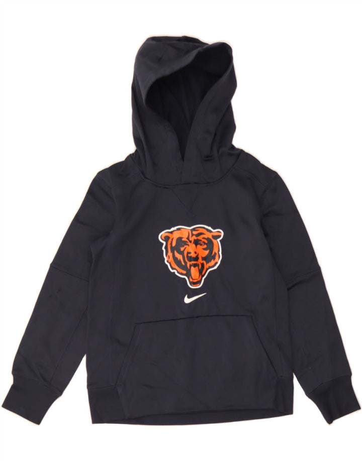 NIKE Boys Graphic Hoodie Jumper 8-9 Years Small  Navy Blue Polyester Vintage Nike and Second-Hand Nike from Messina Hembry 