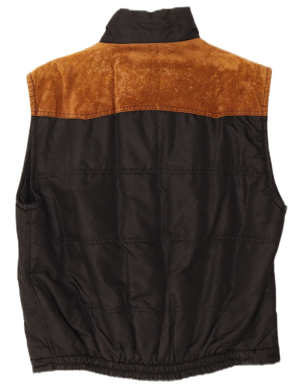 Vintage Mens Padded Gilet UK 38 Medium Black Polyester