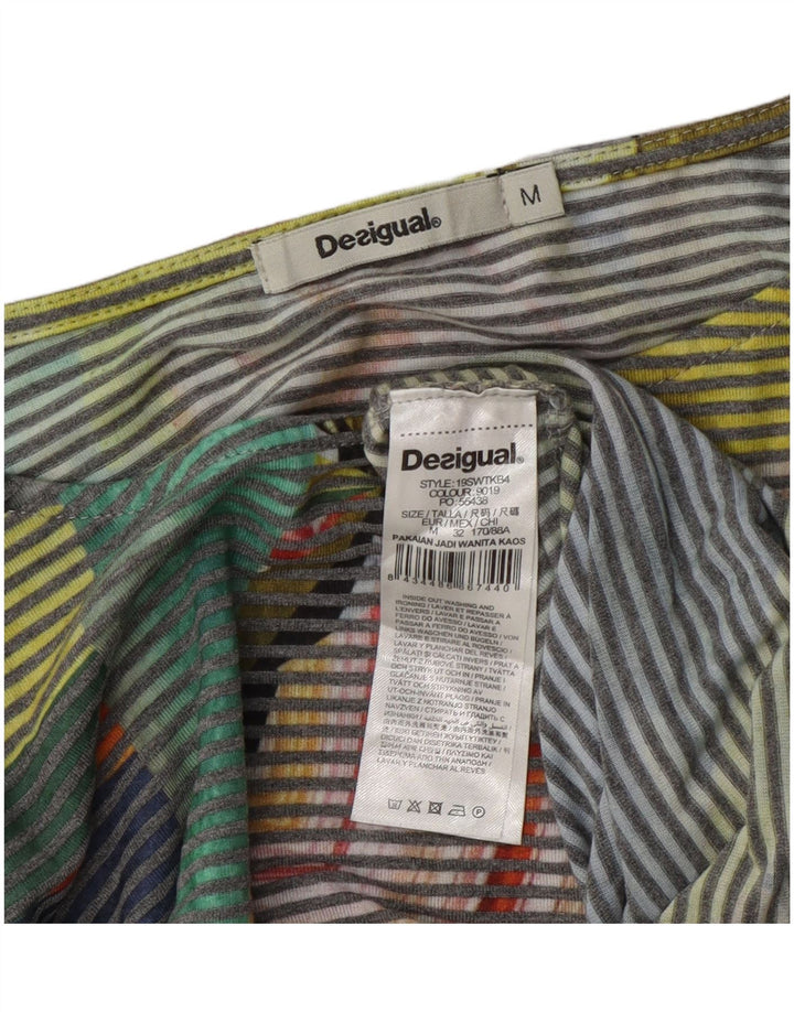 Desigual Womens Crop Bluse Top UK 14 Medium Multicolored Pinstripe