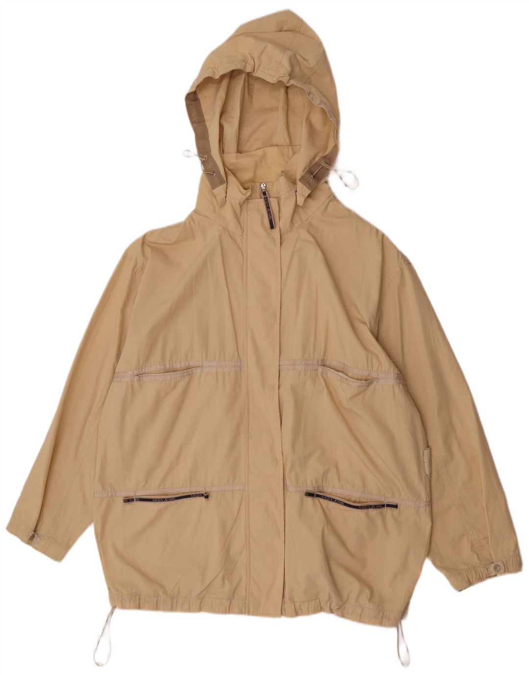 Krizia Jeans Dame Oversized Utility Jacket UK 14 Large Yellow Cotton