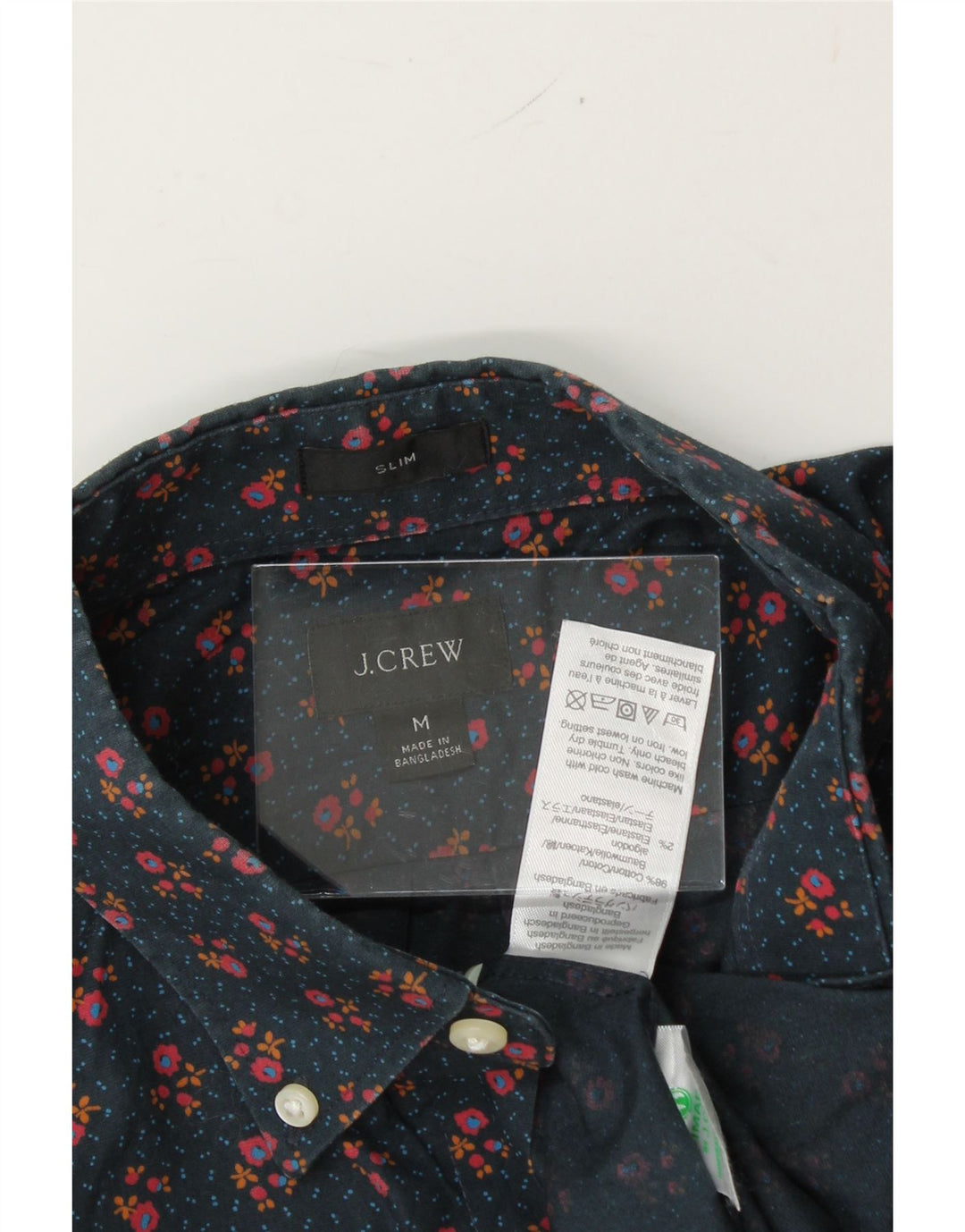 J. CREW Mens Slim Shirt Medium Navy Blue Floral Cotton Vintage J. Crew and Second-Hand J. Crew from Messina Hembry 