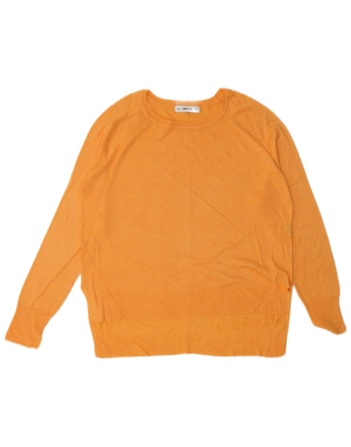 Zara Womens Boat Neck Jumper Sweater UK 14 Medium Orange