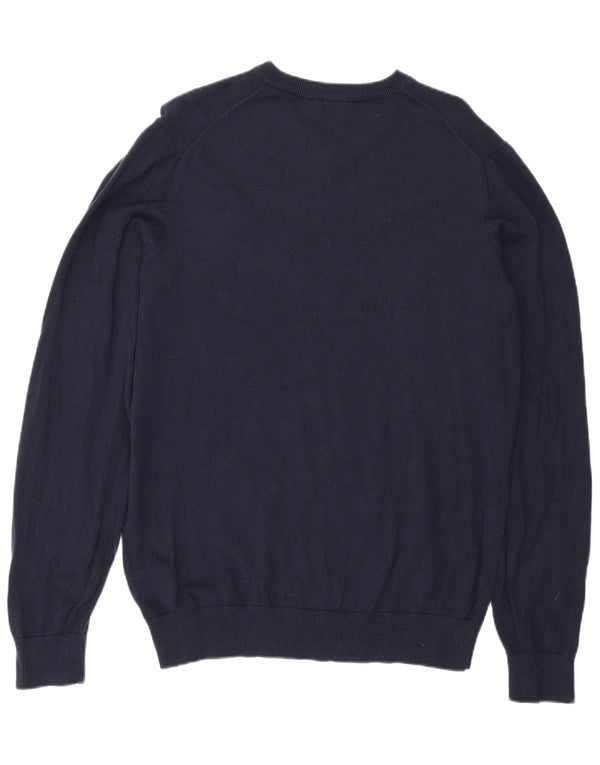 Crew Clothing Mens V-Neck Jumper Sweater Large Navy Blue Cotton