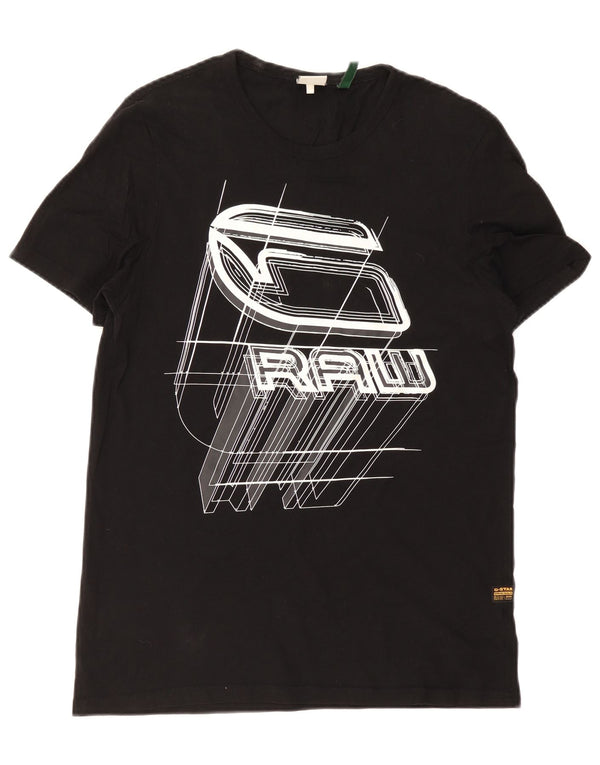 G-Star Mens Graphic T-Shirt Top Medium Black Cotton