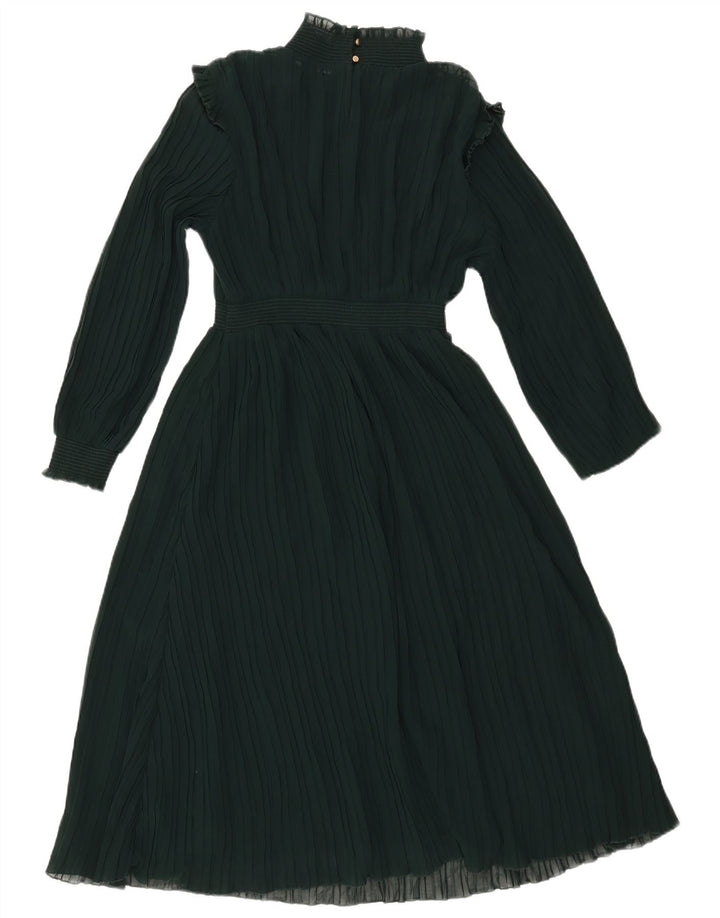 ZARA Damen Maxikleid mit 3/4-Ärmeln, UK 12, Mittelgrün, Polyester