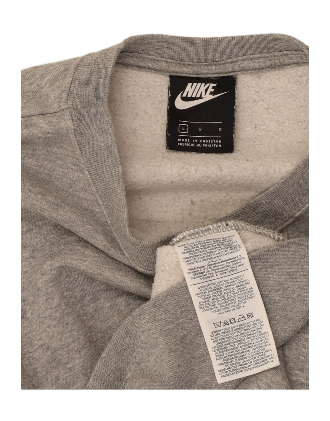 NIKE Womens Oversized Sweatshirt Jumper UK 16 Large Grey Cotton Vintage Nike and Second-Hand Nike from Messina Hembry 