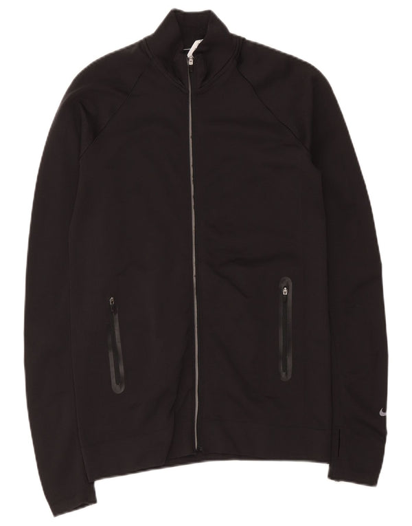Nike Womens Dri Fit Tracksuit Top Jacket UK 10 Small Black Nylon