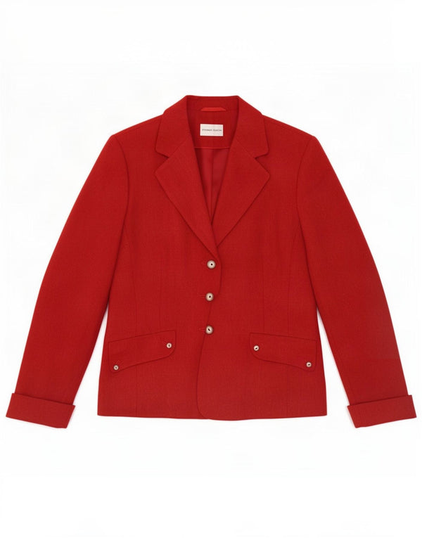 Frank Eden Dame 3 Button Blazer Jacket UK 14 Large Rød Polyester