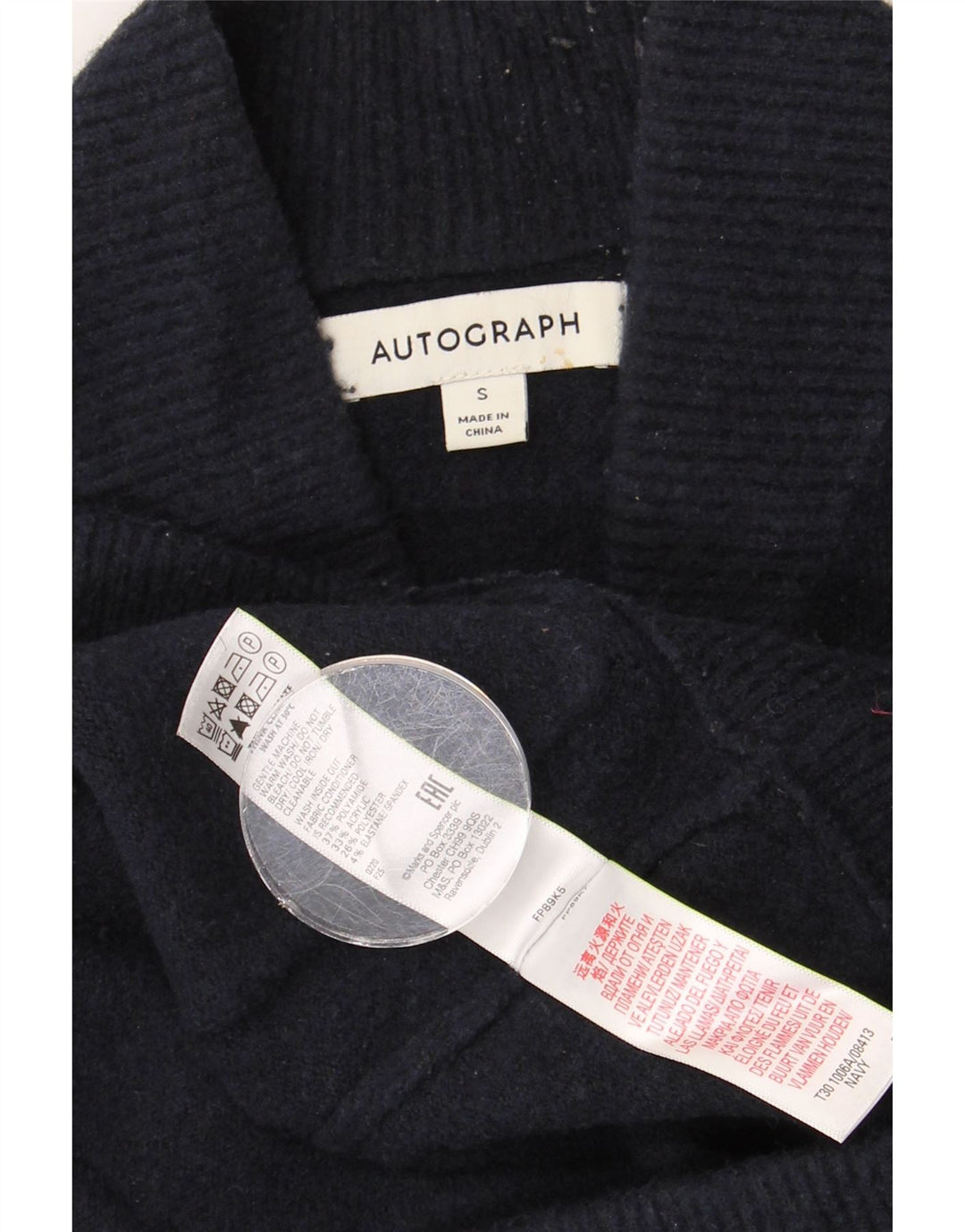 MARKS & SPENCER Mens Autograph Cardigan Sweater Small Navy Blue Polyamide