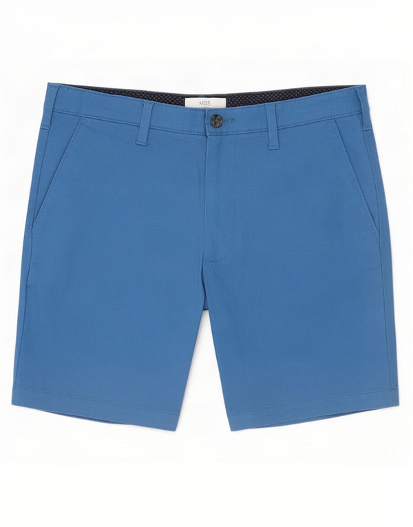 Marks & Spencer Mens Chino Shorts W32 Medium Blue Cotton