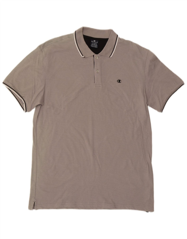 CHAMPION Mens Polo Shirt XL Grey Cotton