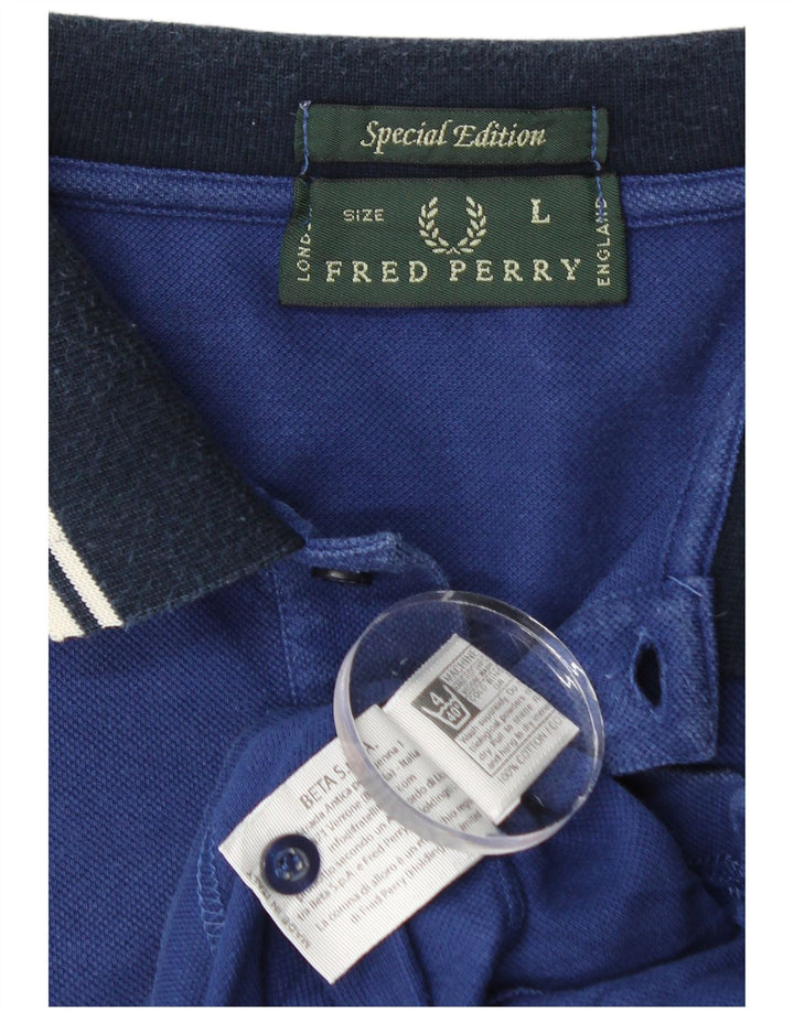 Fred Perry Mens Special Edition Polo Shirt Large Blue Cotton