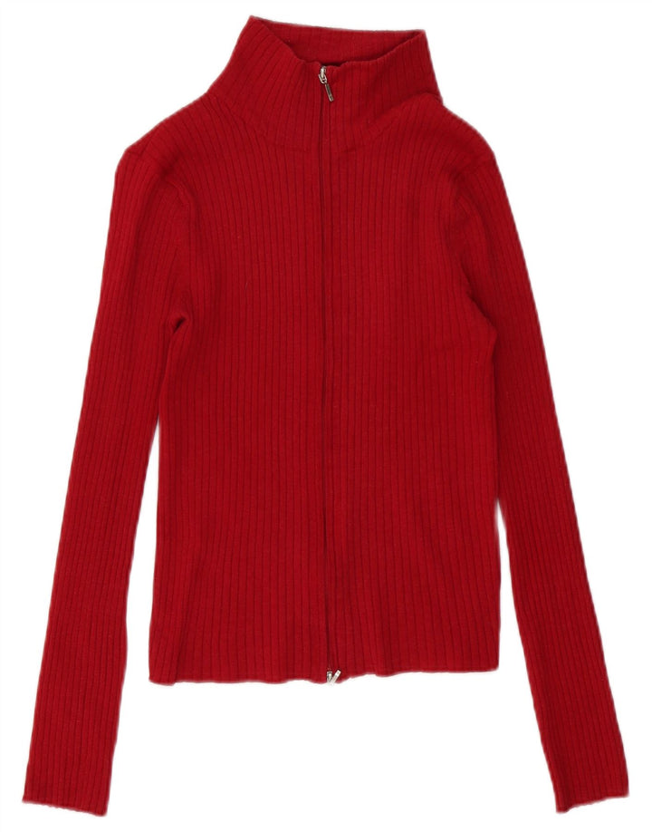 Zara Womens Cardigan Sweater UK 12 Medium Red Ramie