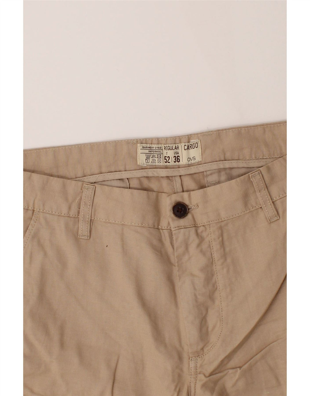 OVS Mens Regular Cargo Shorts IT 52 XL W38  Beige Linen Vintage OVS and Second-Hand OVS from Messina Hembry 