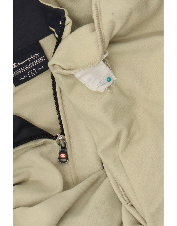 Champion Mens Tracksuit Top Jacket Large Khaki Polyester