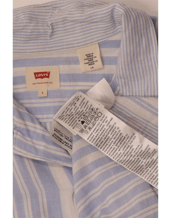 Camicia a maniche corte da uomo Levi's in lino a righe grandi blu