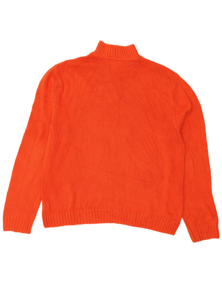 CHAPS Mens Zip Neck Jumper Sweater XL Orange Cotton
