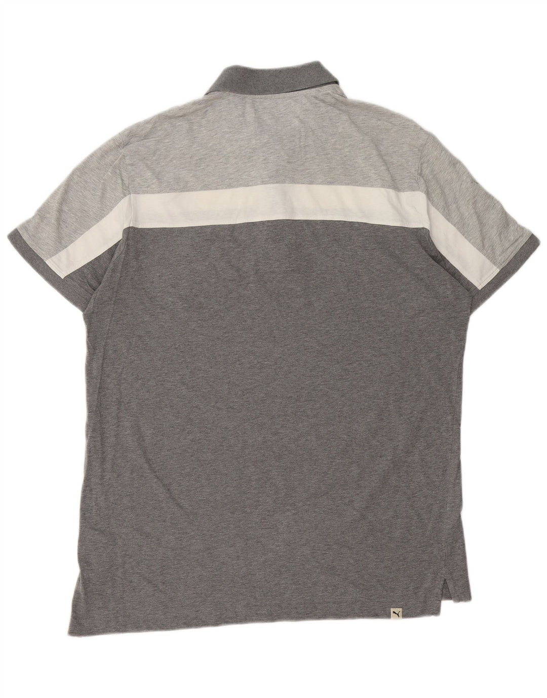 PUMA Mens Polo Shirt Large Grey Colourblock Cotton