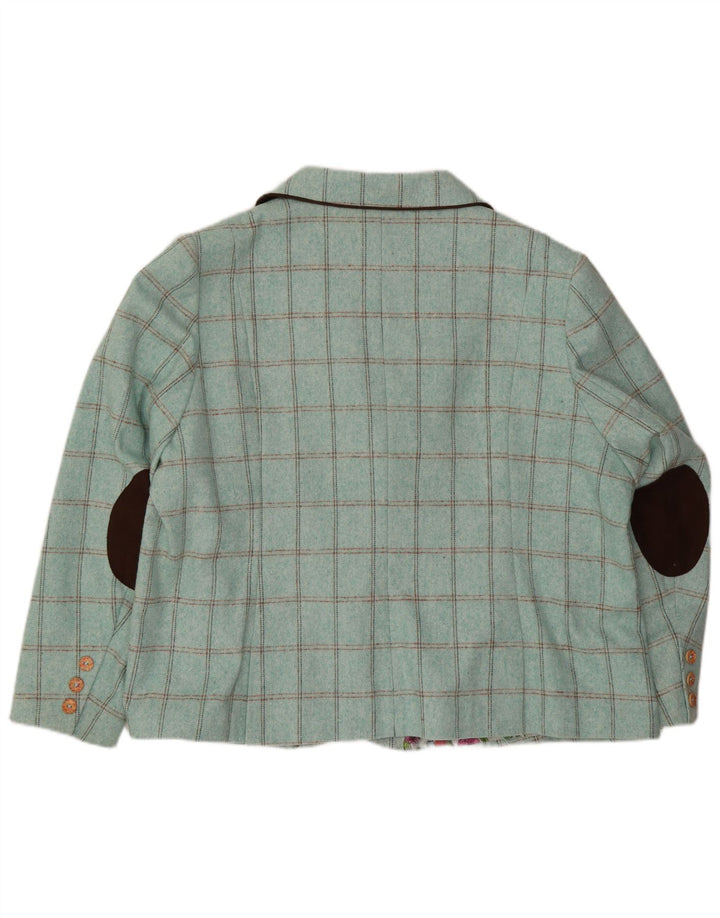 Sacou blazer pentru femei Joe Browns cu 3 nasturi UK 30 7XL Turcoaz Check