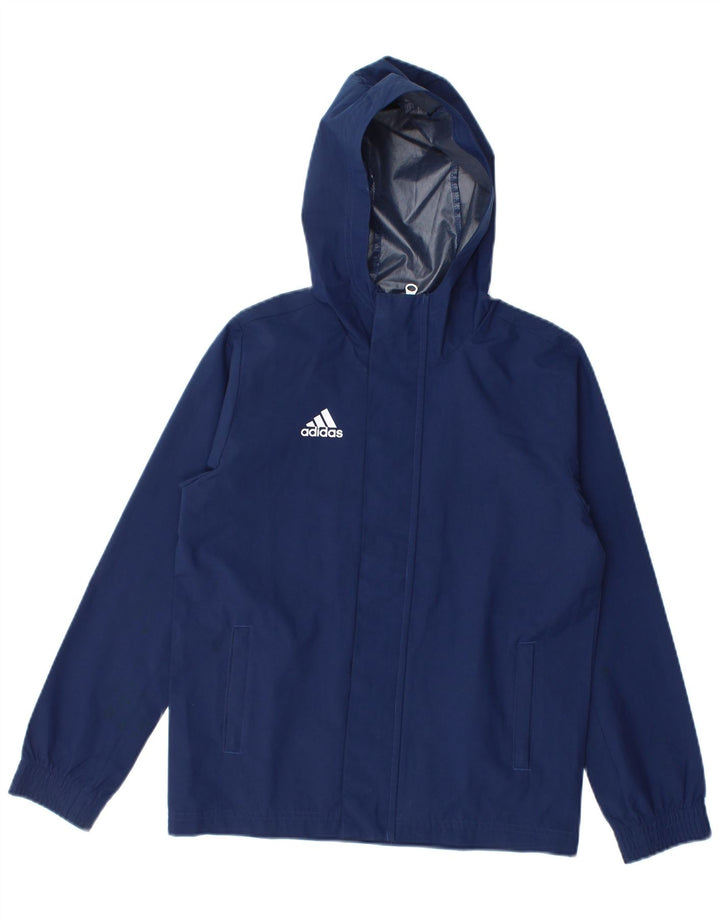 Jachetă de ploaie cu glugă Adidas pentru băieți 9-10 ani poliester bleumarin